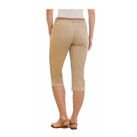 Women's Gloria Vanderbilt "ANITA" Belted Capri Pants, Natural Sand - Picture 3 of 3